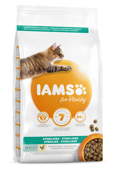 Iams for Vitality Light In Fat/Sterilised Cat Food with Chicken