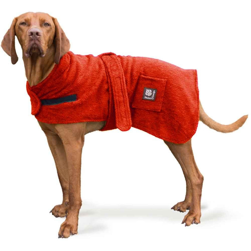 Danish Design Towelling Dog Robe Red