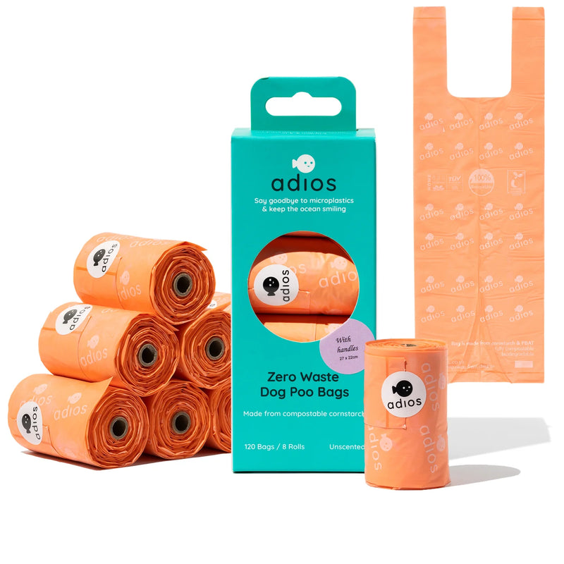 Adios Poo Bags with Handles Pink