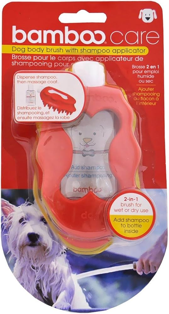 Bamboo Dog Body Brush and Shampoo Applicator