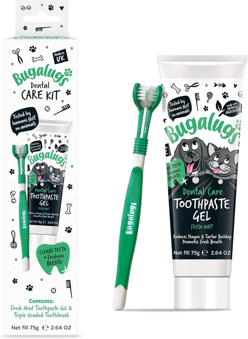 Bugalugs Toothpaste Gel with Triple Headed Toothbrush