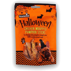 Rosewood Chicken Wrapped Pumpkin Stick Halloween Dog Treats 100g
