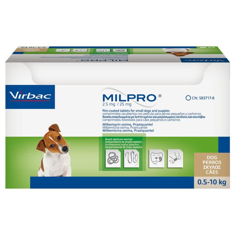 Milpro 2.5mg/25mg Small Dog & Puppy Worming Tablet