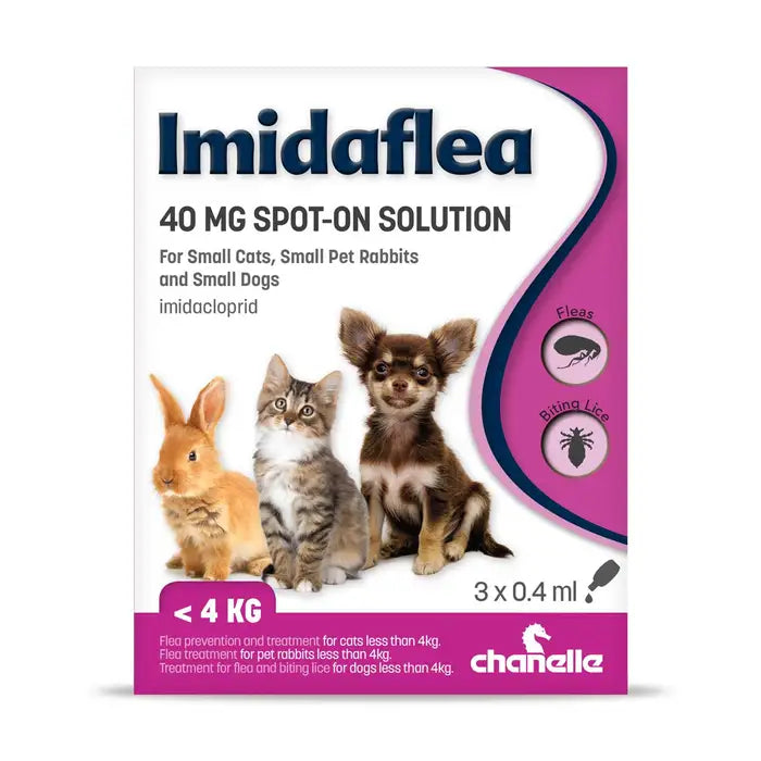 Imidaflea Spot-on Solution for Cats, Small Dogs & Rabbits <4kg 3 Pack