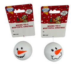 Good Boy Christmas Snowman Faceball Dog Toy