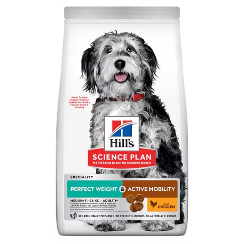 Hills Perfect Weight & Active Mobility Medium Breed Dry Dog Food with Chicken