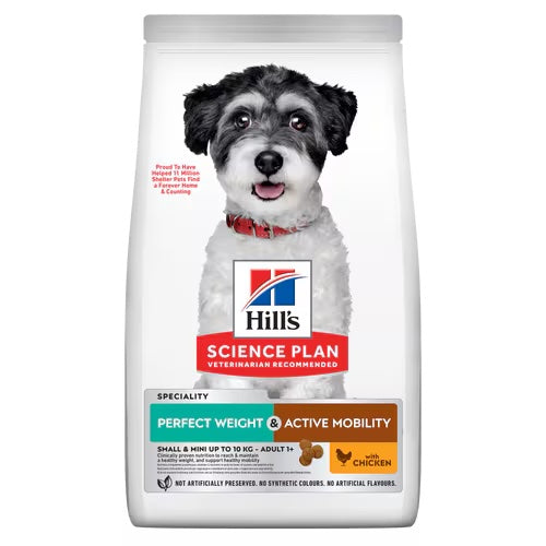 Hills Perfect Weight & Active Mobility Small & Mini Dry Dog Food with Chicken 1.5kg