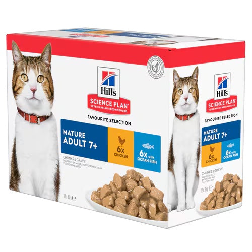 Hills Science Plan Mature Cat Wet Food Multipack with Chicken & Ocean Fish