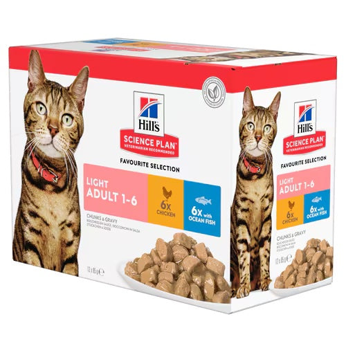 Hills Science Plan Light Adult Wet Cat Food Multipack with Chicken & Ocean Fish