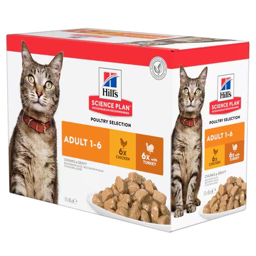 Hills Science Plan Adult Wet Cat Food Multipack with Chicken & Turkey