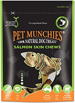 Pet Munchies Salmon Skin Chew Dog Treats Large 125g