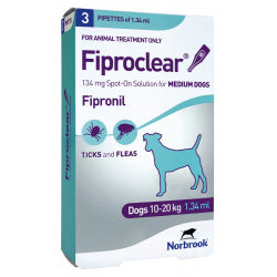 Fiproclear Spot On for Medium Dogs 10kg-20kg (3 Pipettes)