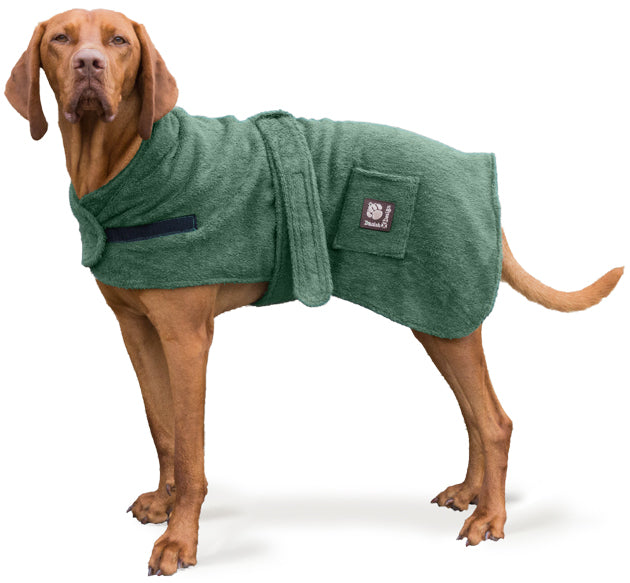 Danish Design Towelling Dog Robe Green