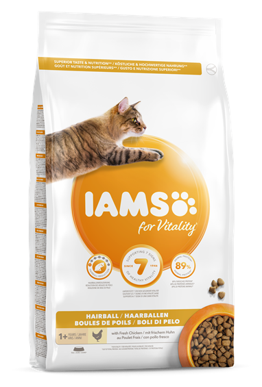 Iams for Vitality Adult Cat Food Hairball Reduction with Chicken