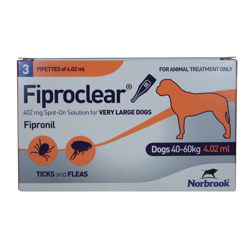 Fiproclear Spot On for Very Large Dogs 40kg-60kg (3 Pipettes)