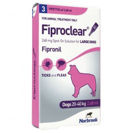 Fiproclear Spot On for Large Dogs 20kg-40kg (3 Pipettes)